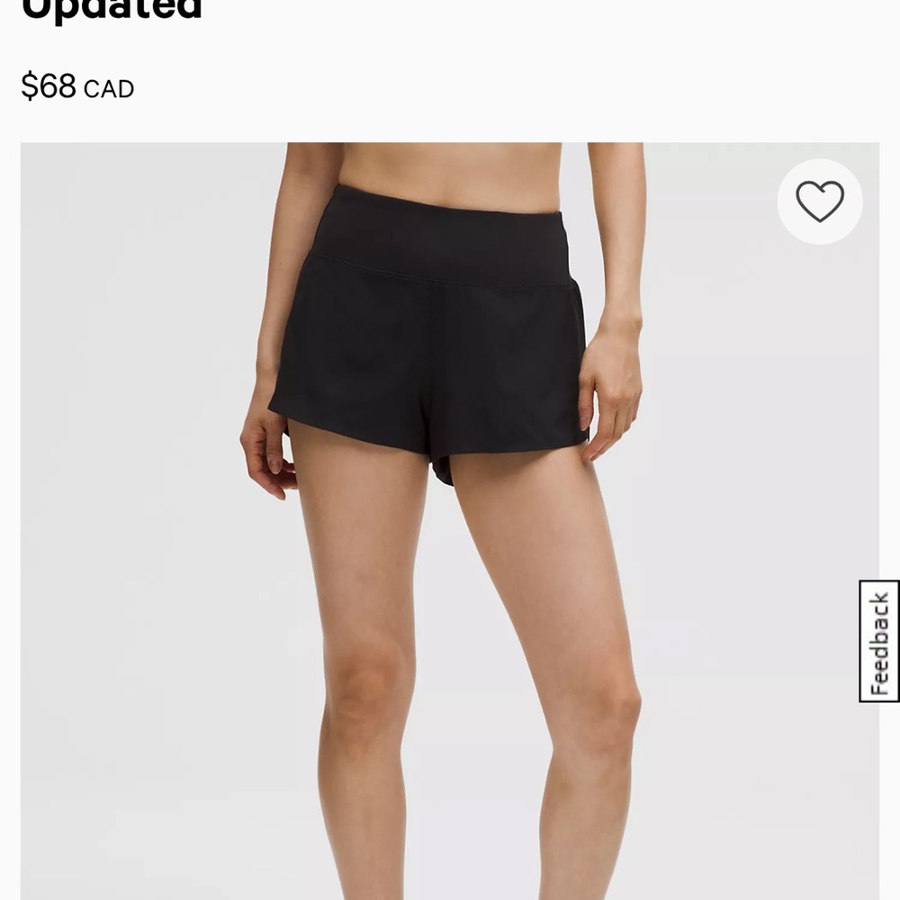 Lululemon High Rise Speed Up Shorts